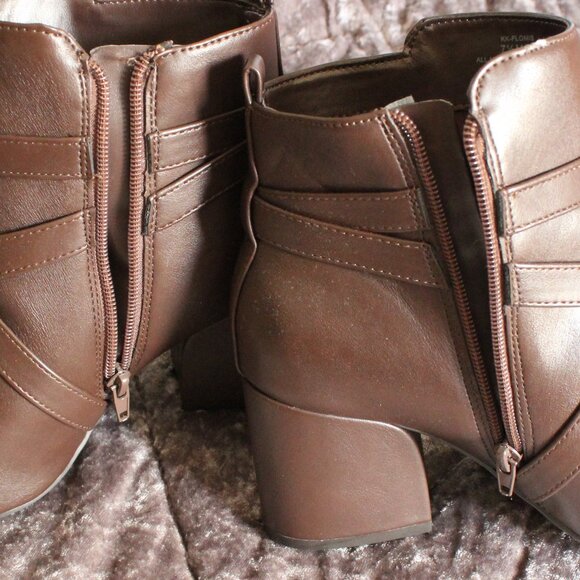 Kelly & Katie Brown Ankle Boots with Gold Side Buckle - Picture 4 of 16